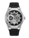 Police Men's Industrial Multi-Function Watch – Stainless Steel Case with Black Silicone Strap WCH