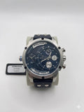 Police Hagia Dual-Time Zone Watch – Navy Blue Dial & Riveted Leather Strap WCH