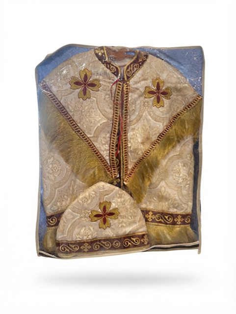 Premium Liturgical Priest Burnus (Cape) Set – Burgundy & Gold Brocade