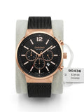 Danish Chrono Rose Gold Watch – Black Textured Dial & Mesh Strap  WCH
