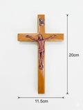 Polished Wood Wall Crucifix with Copper Tone Metal Jesus Christ Figure CRS
