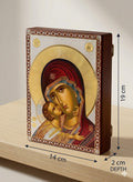 Virgin Mary and Child Jesus Greek Orthodox Wooden Icon Plaque - Gold Foil Finish ICN