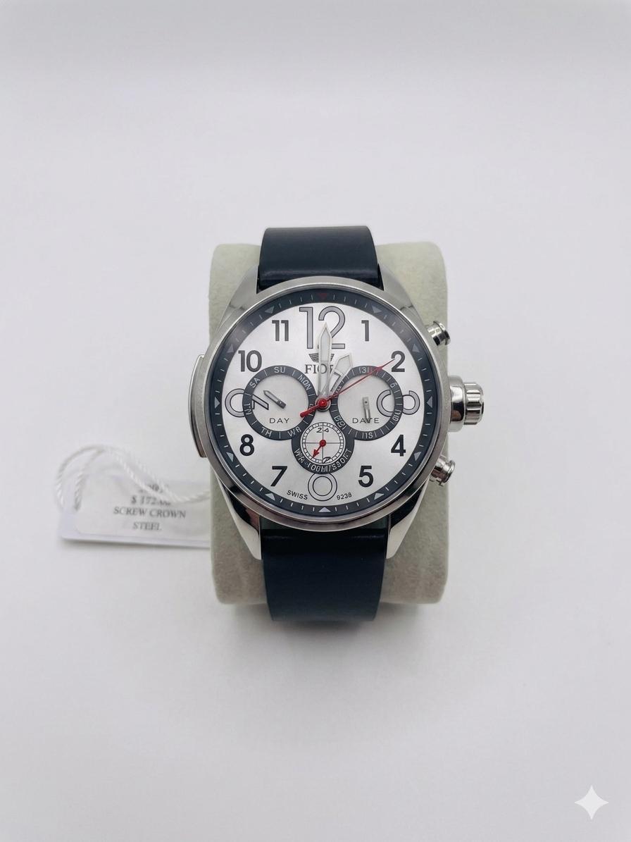 Fiori Swiss Multi-Function Watch – Stainless Steel Case with Screw Crown & Black Strap WCH