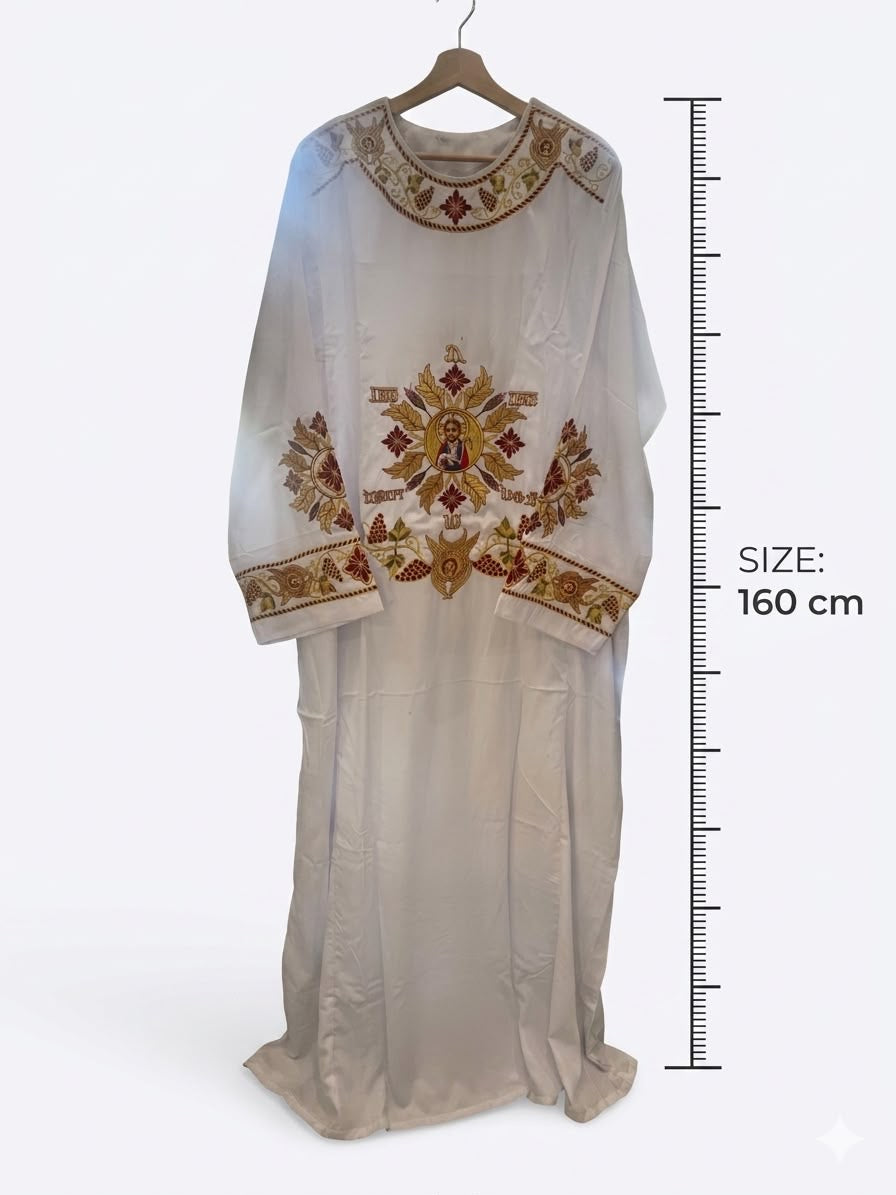 Premium Ornate Coptic Deacon Tonia with Christ Icon Embroidery – 160cm CLT