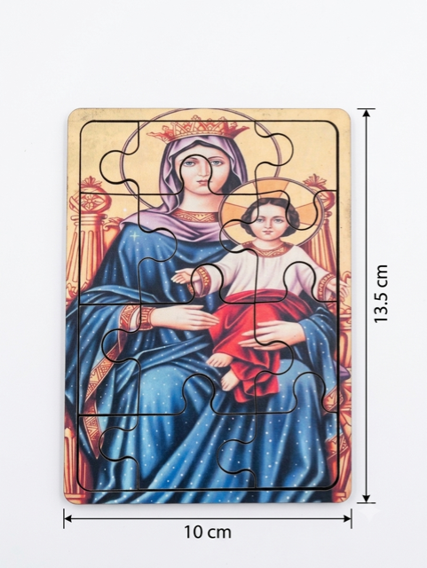 Virgin Mary Queen of Heaven & Christ Child Traditional Wooden Puzzle – 10cm x 13.5cm MSL