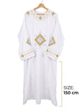 Elegant Gold and White Embroidered Coptic Deacon Tonia – 150cm CLT