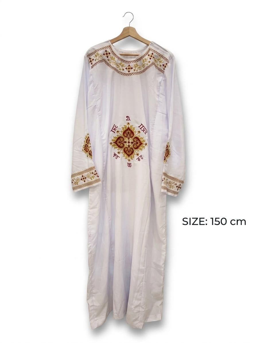 Premium Gold and Burgundy Embroidered Coptic Deacon Tonia – 150cm CLT