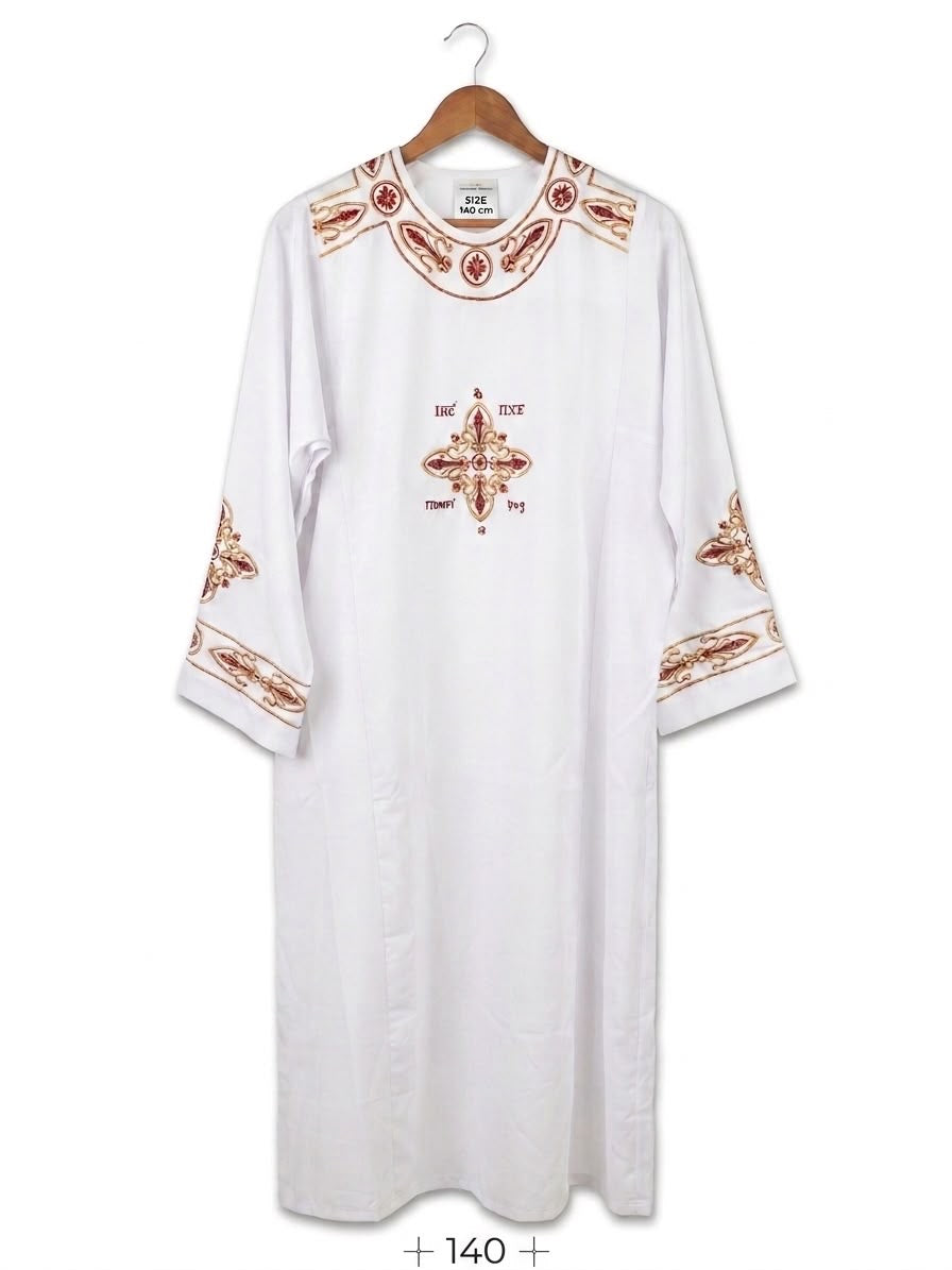 Traditional Burgundy and Gold Embroidered Coptic Deacon Tonia – 140cm CLT