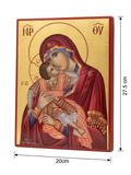 Greek Orthodox Virgin Mary and Christ Child Wooden Icon Plaque ICN