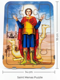 Saint Menas (St. Mina) Traditional Icon Wooden Puzzle – 14cm x 18cm MSL