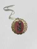 First Communion Guardian Angel Baby Girl Pink Enamel & Silver Ribbon Hanging Ornament CMN