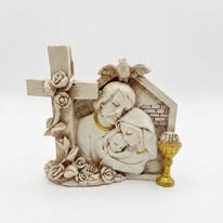Holy Family Figurine with Rose Cross and Golden Communion Chalice CMN