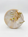 First Holy Communion Circular Plaque – Praying Girl with Gold JHS Chalice & Veil Motif CMN