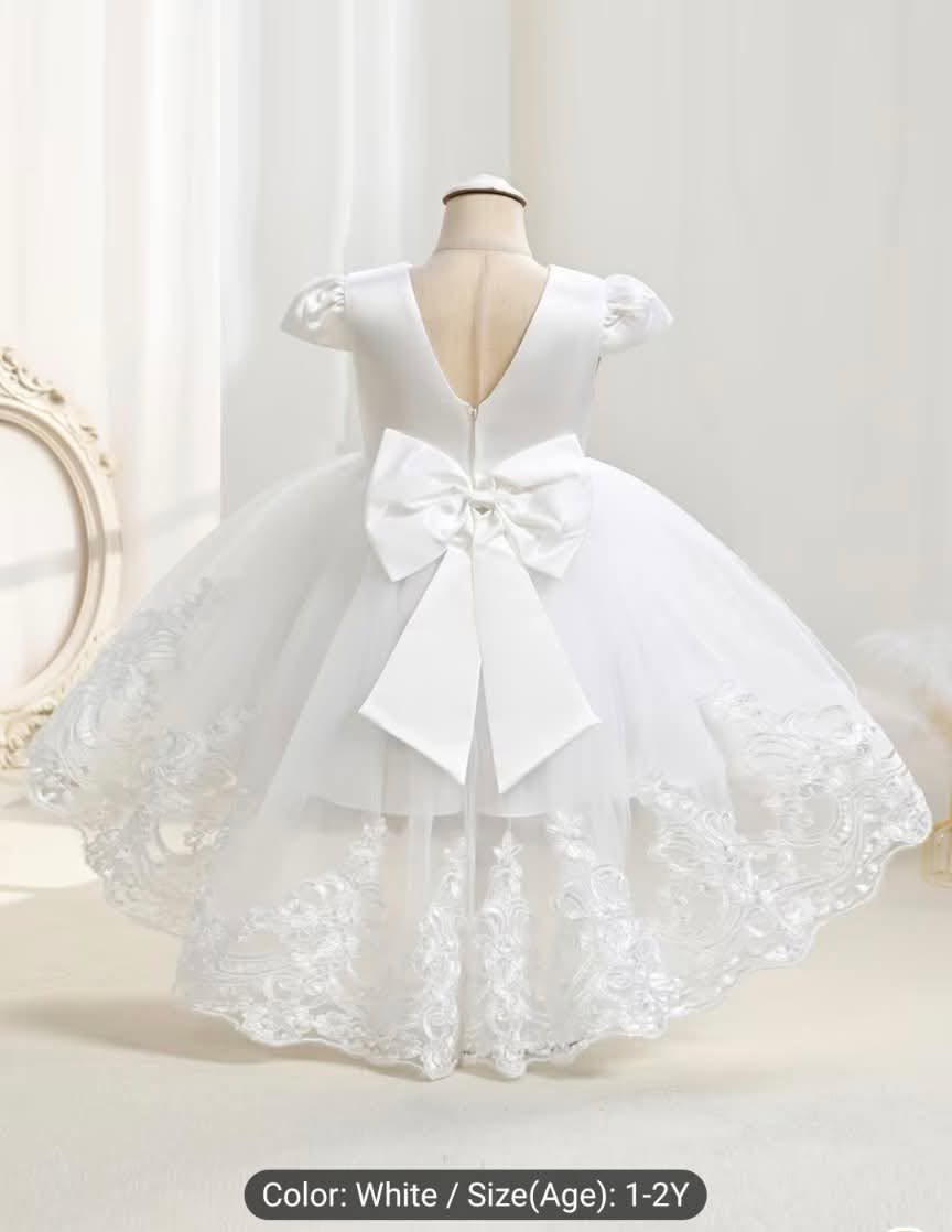 Premium White Sequin &amp; Lace Toddler High-Low Gown&nbsp; BPM