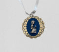 Guardian Angel Praying Boy Crib Medal – Blue Enamel with Satin Ribbon CMN