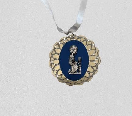 Guardian Angel Praying Boy Crib Medal – Blue Enamel with Satin Ribbon CMN