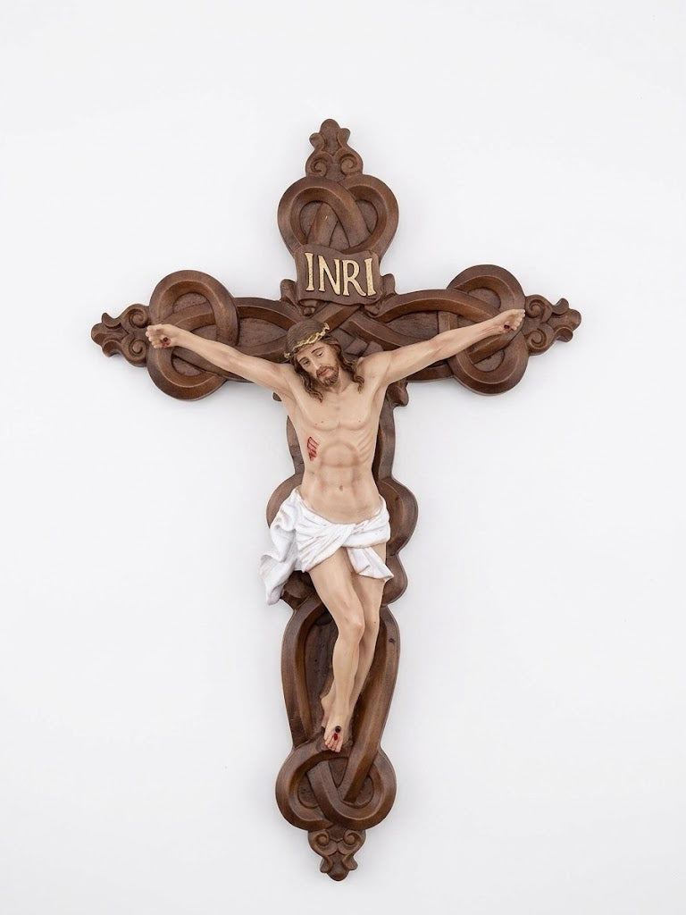 Ornate Carved Wooden Crucifix (30 cm x 19 cm) CRS