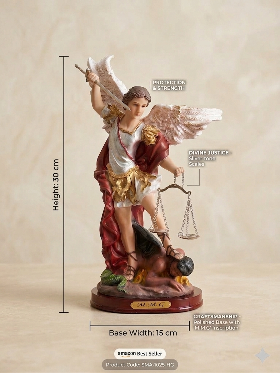 30029 Archangel Michael defeating Satan Statue HFS