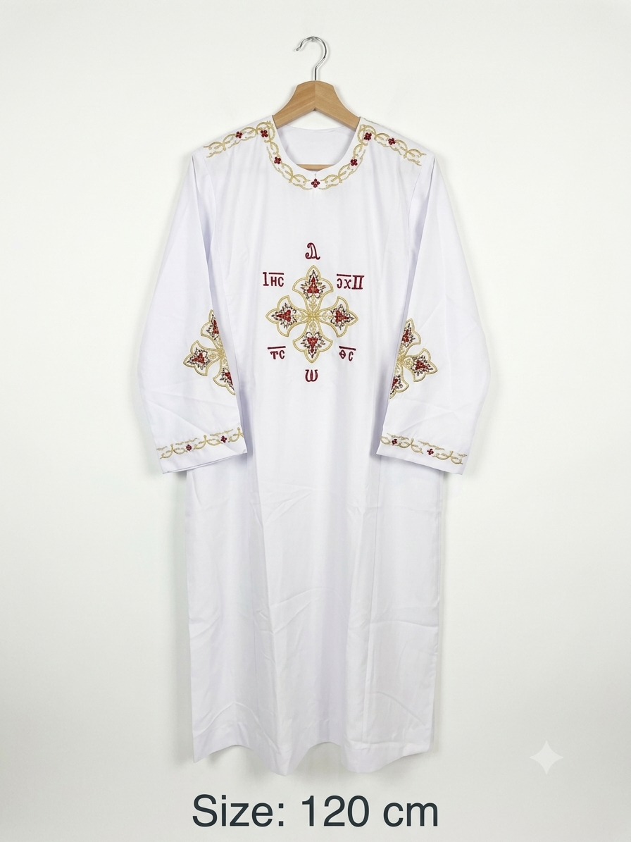 Traditional Gold and Red Embroidered Coptic Deacon Tonia – 120cm CLT