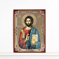 Christ Pantocrator Wooden Icon with Ornate Border (15 x 20 cm) ICN