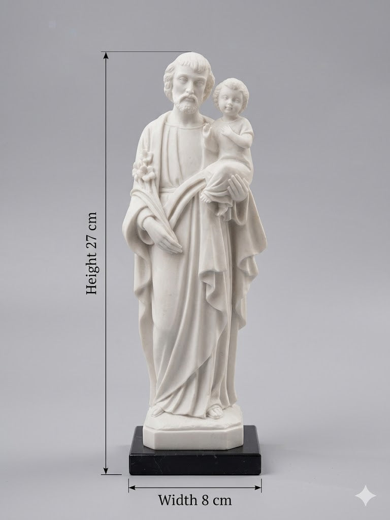 St. Joseph and Child Jesus Minimalist White Figurine HFS