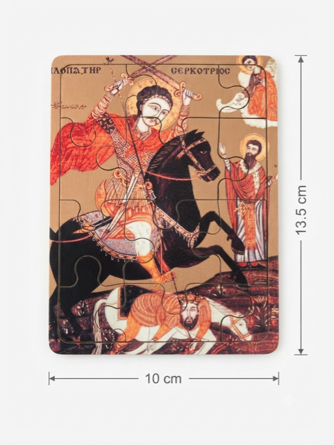 Saint Philopater Mercurius (Abu Seifein) Traditional Wooden Puzzle – 10cm x 13.5cm MSL