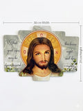 Jesus Christ Byzantine Halo Scripture Plaque - 1 Kings 8:29 Blessing Wall Art (38cm x 29cm) ICN