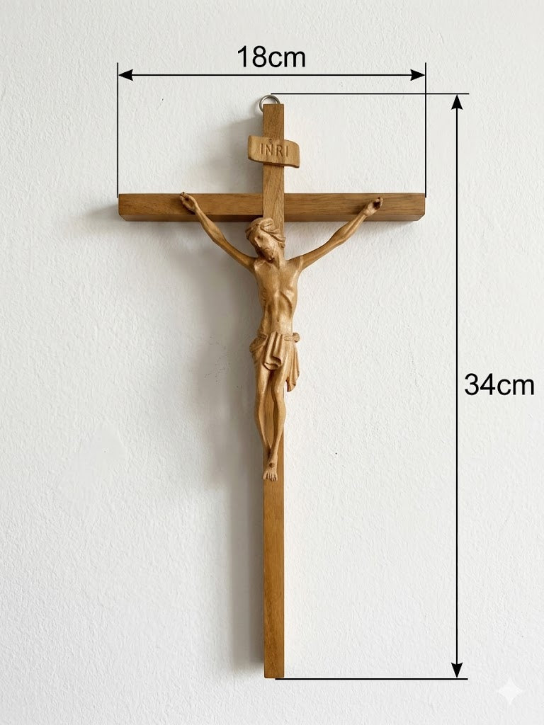 Hand-Carved Natural Wood Cross CRS