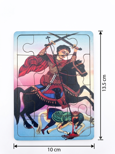 Saint Philopater Mercurius (Abu Seifein) Traditional Wooden Puzzle – 10cm x 13.5cm MSL