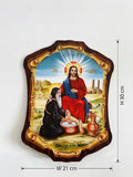 Saint Pishoy Washing the Feet of Jesus Coptic Icon Wooden Wall Plaque ICN
