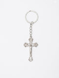 40044 Ornate Silver Metal Crucifix Keychain