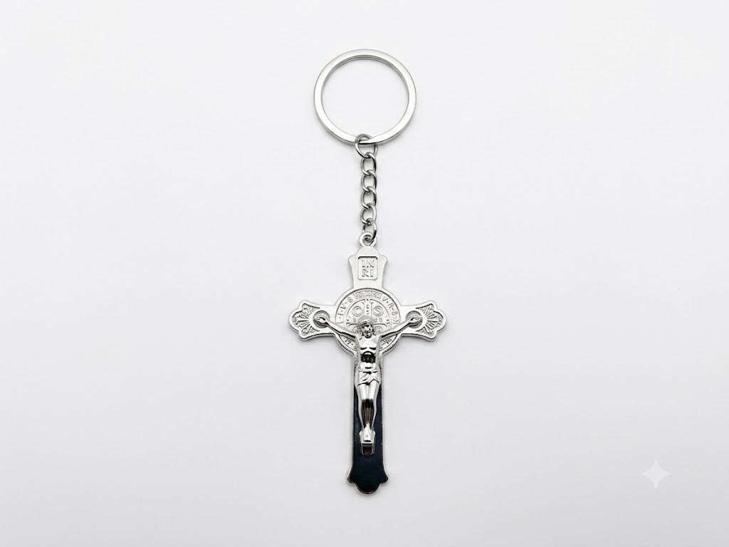 40043 St. Benedict Silver Metal Crucifix Keychain