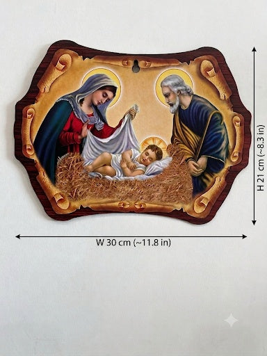 Holy Family Nativity Scene Wooden Wall Plaque – Christmas ICN