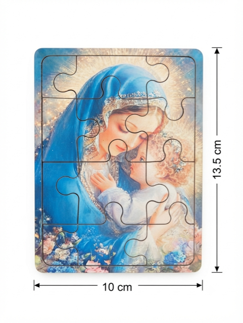 Radiant Virgin Mary and Christ Child Children's Wooden Puzzle – 10cm x 13.5cm MSL