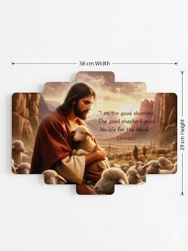 The Good Shepherd Jesus Christ Scripture Wall Hanging Plaque - John 10:11 Art (38cm x 29cm) ICN