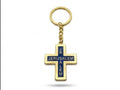 40040 Gold-Tone Jerusalem Metal Keychain – Blue Enamel Inlay Charm