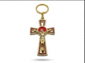 40050 Gold-Tone Red Enamel Crucifix Keychain