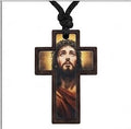 Dark Wood Crown of Thorns Portrait Pendant Necklace – Devotional Cord Pendant CNB