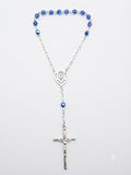 Iridescent Royal Blue Crystal Auto Rosary – Virgin Mary Centerpiece RES