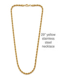 Yellow Gold Stainless Steel Rope Chain Necklace CNB