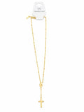 40024 Gold Stainless Steel Beaded Chain Virgin Mary & Cross Y-Necklace CNB