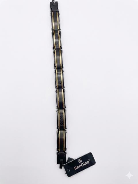 SanDino Black & Gold Carbon Fiber Link Bracelet CNB
