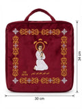 Embroidered Saint Abanoub Velvet Bag – Burgundy Top-Handle Case (30 × 34 cm) DCN