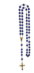 Cobalt Blue Seashell Beaded Full Rosary – Gold Accent Crucifix RES