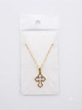 Gold Stainless Steel Mother of Pearl Style Fancy Pendant Necklace CNB