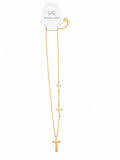 40026 Gold Stainless Steel Triple Cross Station Necklace CNB
