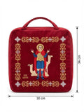 Embroidered Saint Mina Velvet Bag – Burgundy Top-Handle Case (30 × 34 cm) DCN