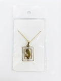 40013 Gold Stainless Steel Rectangular Crystal Pendant Necklace CNB