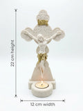 Ornate Crucifix Statue with Candle Holder & Gold Accents (22 cm x 12 cm) CRS