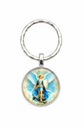 40061 Archangel St. Michael Blue Heavenly Glass Round Keychain